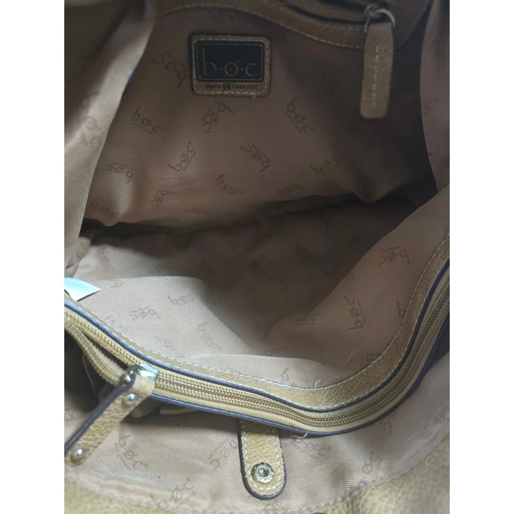 BOC Born Concept Womens Tote Bag Black Tan Pebbled‎ Faux Leather Shoulder Bag